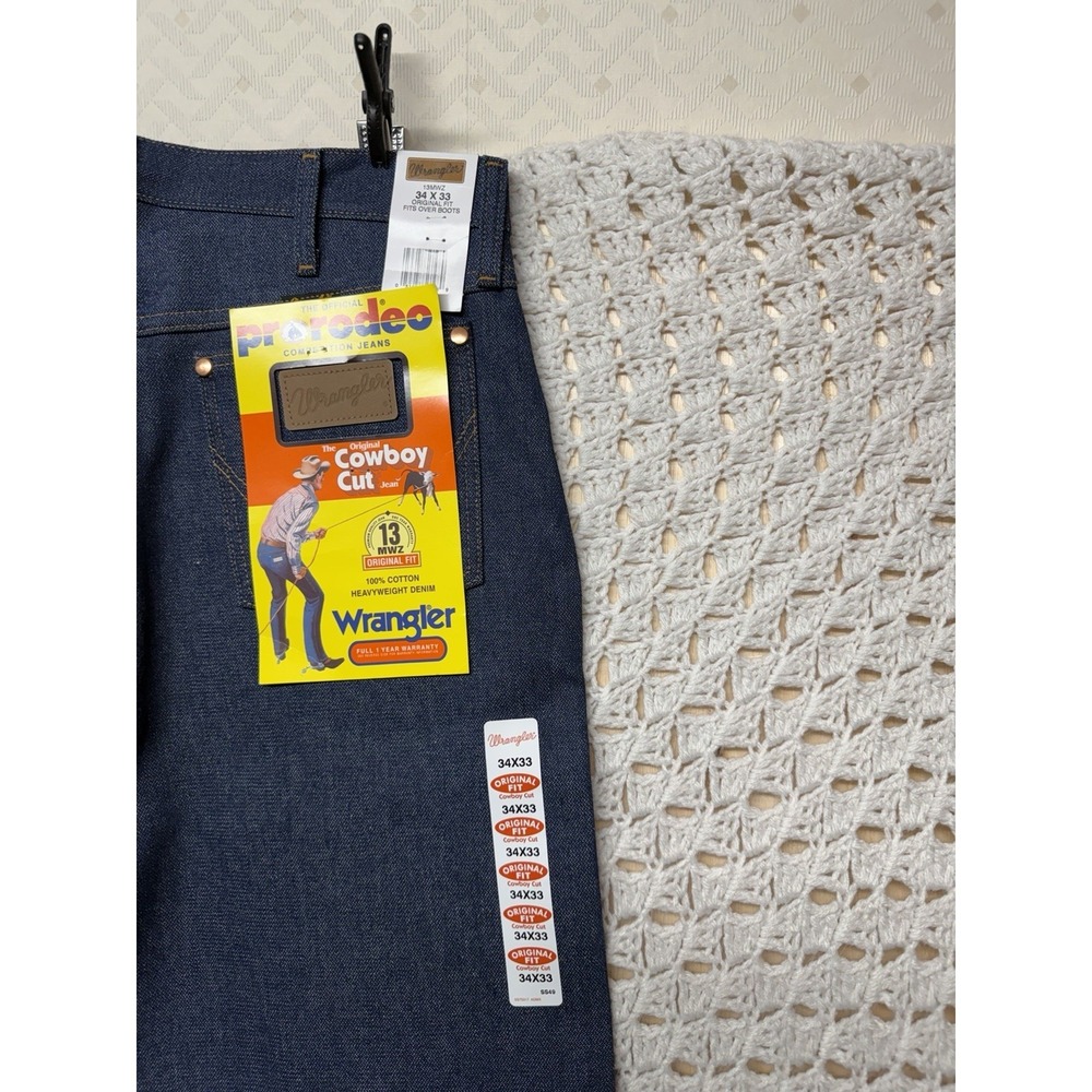 Wrangler Western Jeans Men 34x33 Blue Denim Pro Rodeo Fits Boot Cowboy Cut 13MWZ - Picture 7 of 9